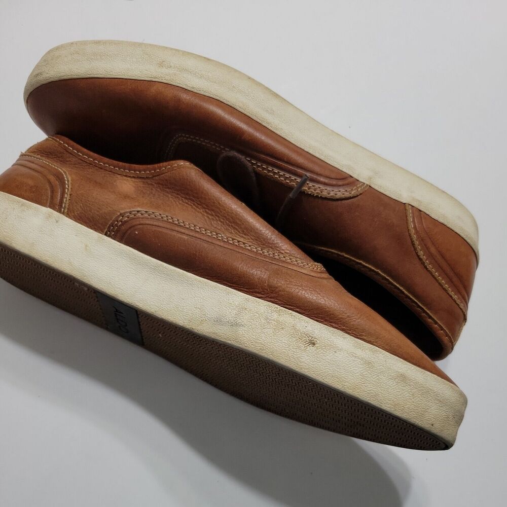 Aldo Shoes Men 9.5 Brown Chunky Platform‎ Low Top Leather Lace Up Comfort Flaws